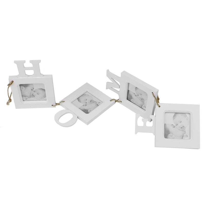 Rama foto perete, mesaj HOME, 4 fotografii 7x7 cm, lemn - imagine 4